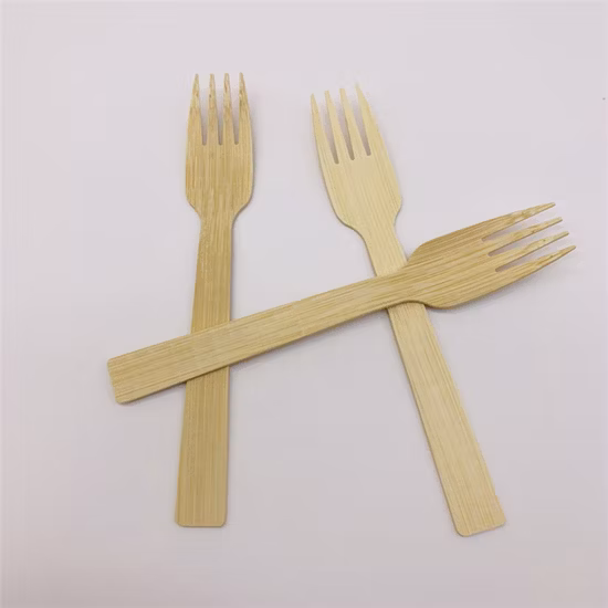Disposable Bagasse Round Plates with 6" Bamboo Fork