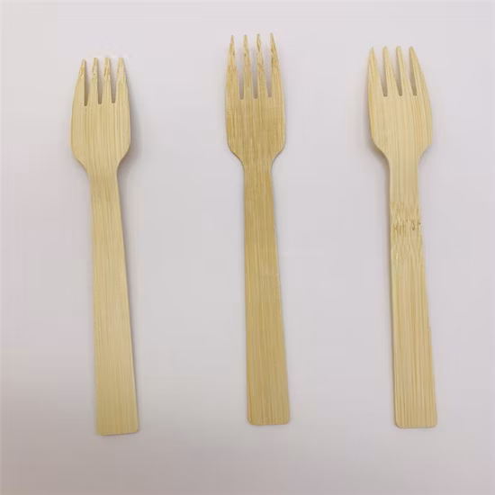 Disposable Bagasse Round Plates with 6" Bamboo Fork
