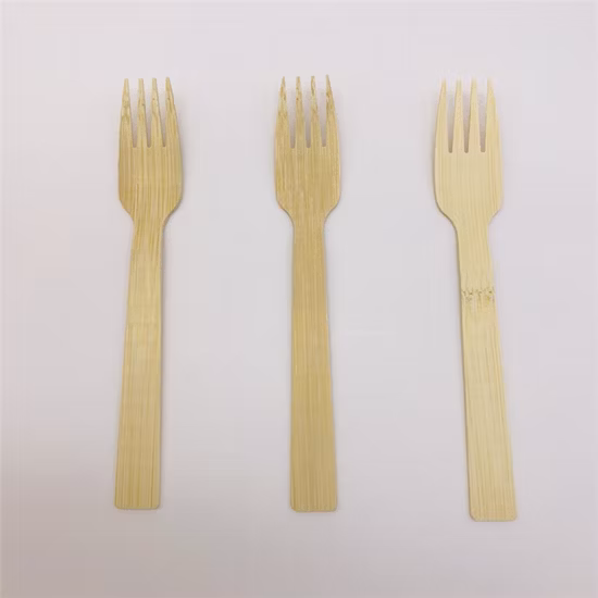 Disposable Bagasse Round Plates with 6" Bamboo Fork