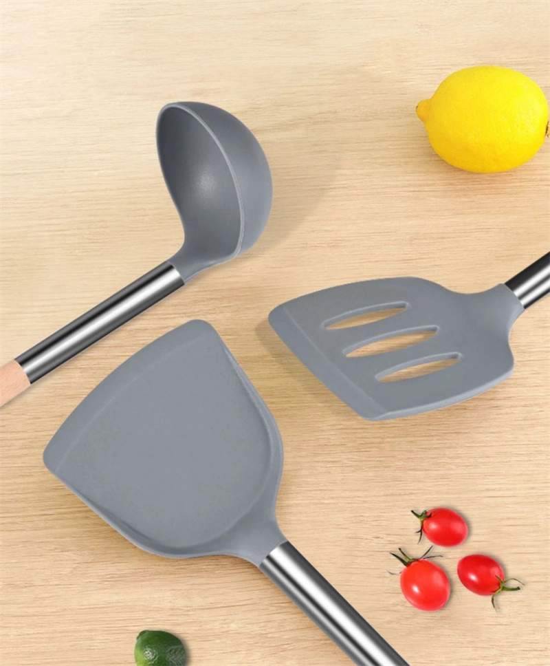 Food Grade Silicone Shovel Spoon Kitchenware Wooden Spoon High Temperature Resistance