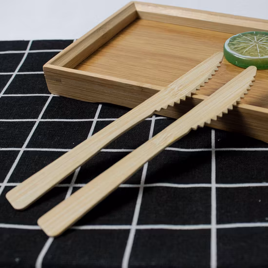 Hochwertiges, biologisch abbaubares Einwegbesteck, 170 mm Bambusmesser